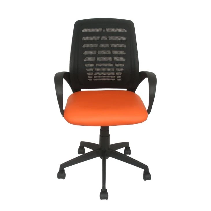 Y-1844 Fabric Back Orange Seat Mesh Chair With Arms